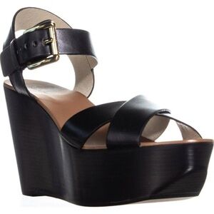 Michael Kors Peggy Wedge Leather Sandals Size 8.5 LNC